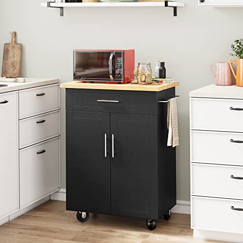 Shintenchi Kitchen Island Cart with Storage on Wheels, White V99091
