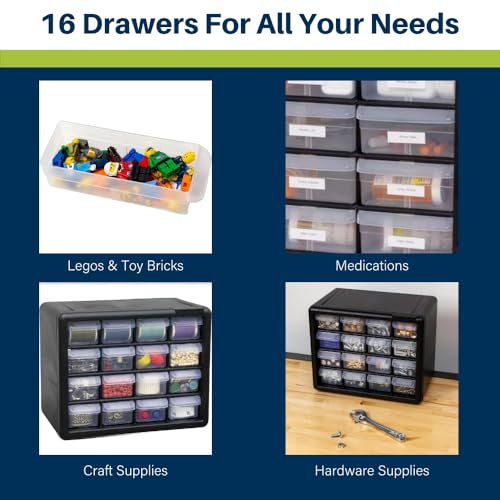 Akro-Mils 24-Drawer Plastic Storage Cabinet, Black I624065