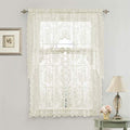 GoodGram Lena Floral Lace Complete 3 Pc. Cottage Kitchen Curtain Tier & Swag Valance Set - Assorted Colors (Beige)