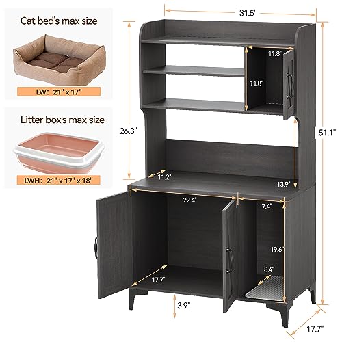 Cat Litter Box Furniture with Shelf Storage, Grey M3162