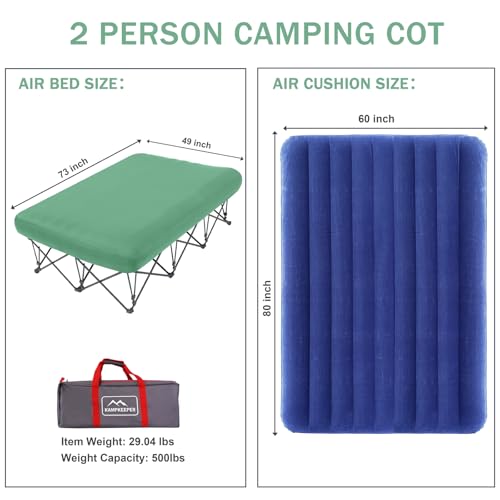 KAMPKEEPER Folding Camping Cot with Inflatable Air Mattress and Carry Bag M949