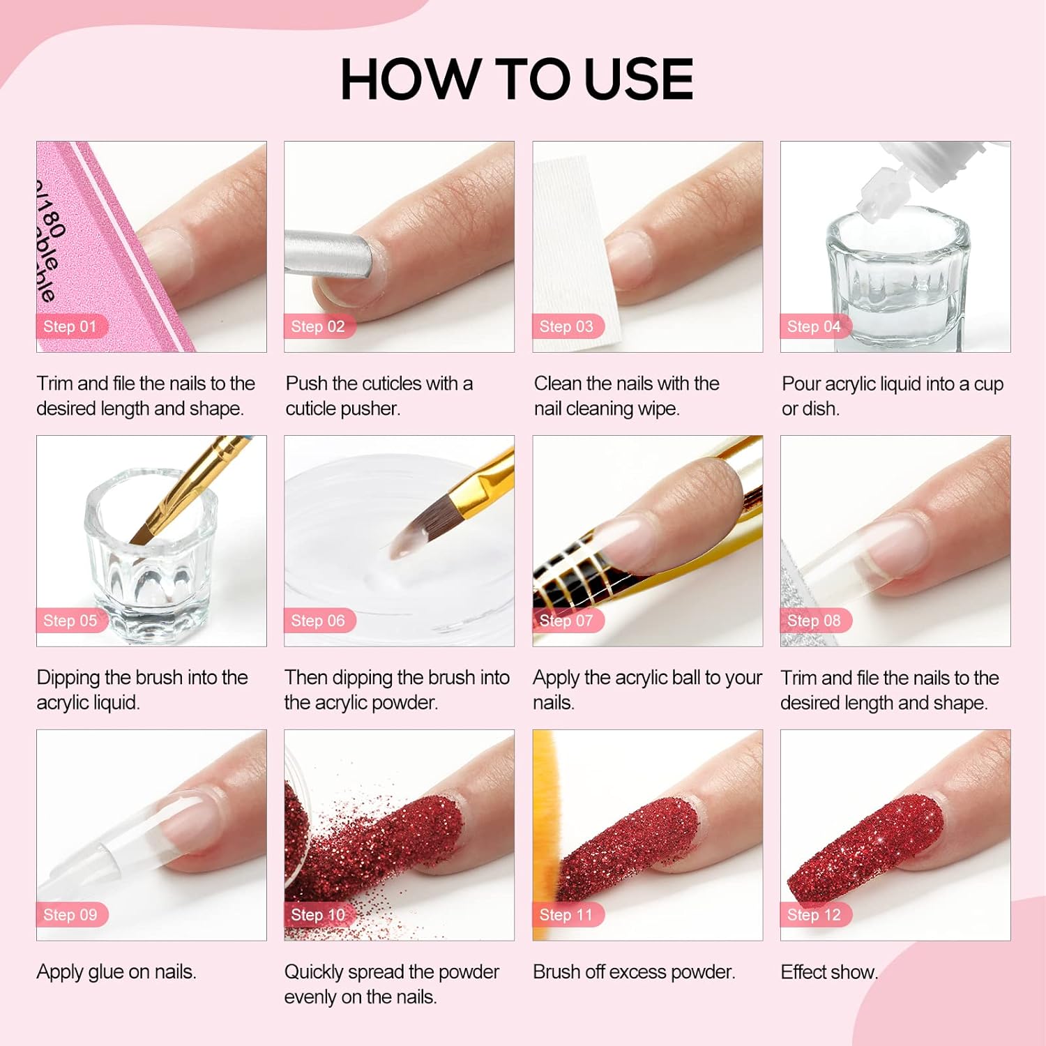 Acrylic Nail Kit with Drill and UV Light for Beginners 45pcs P248