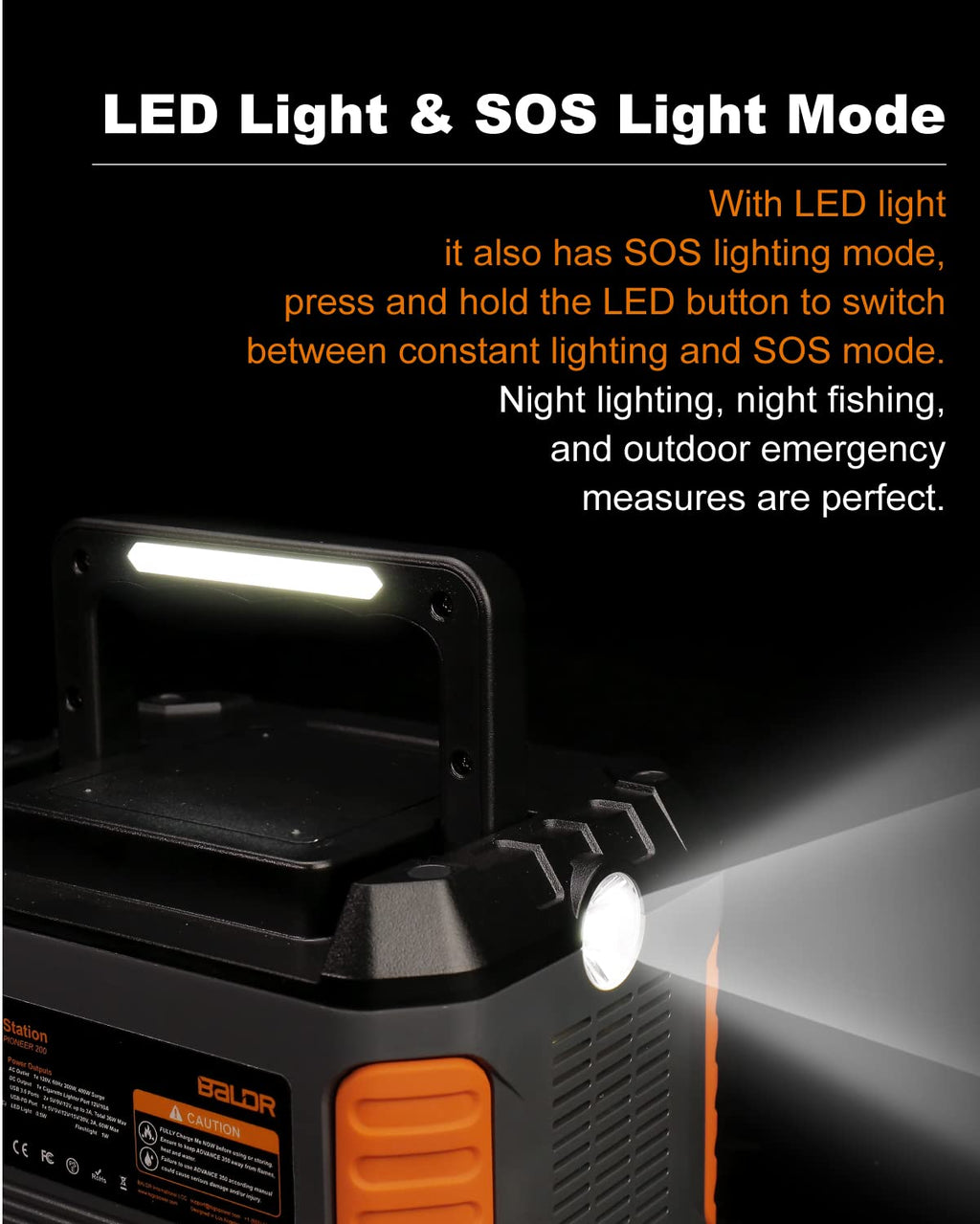 BALDR Portable Power Station 330W Solar Generator with 120V AC Outlet C307