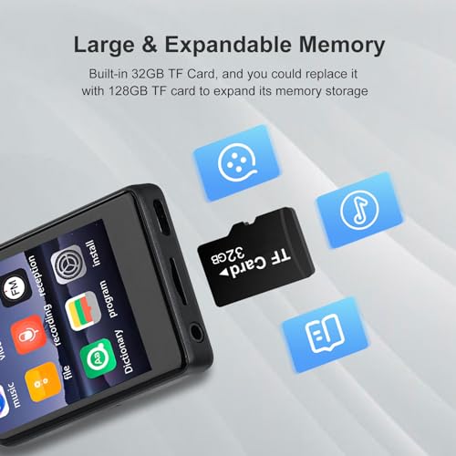 SKYBESS 2.4" Full Touch Screen MP3 Player with Bluetooth, 32GB C857