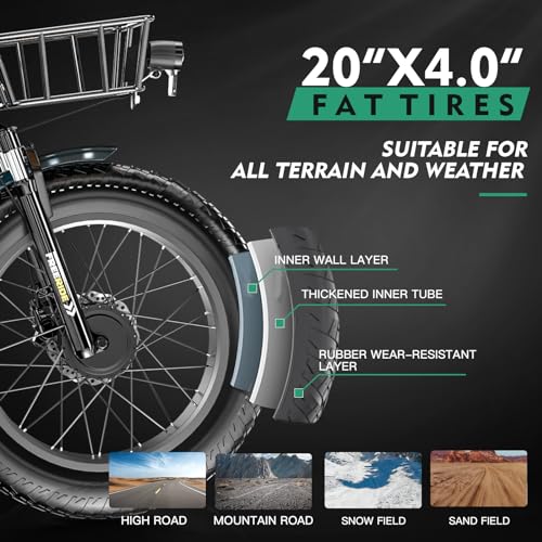 DoCred Electric Tricycle for Adults, 20" x 4" Fat Tire, 500W Motor, Removable Battery P6573