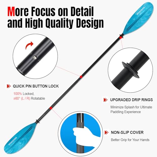 Kayak Paddles with Alloy Shaft and PP Blade, Adjustable 230-250 cm E1062