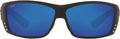 Costa Del Mar Mens Cat Cay Rectangular Sunglasses, Blackout/Grey Blue Mirrored Polarized-580P, 61 mm
