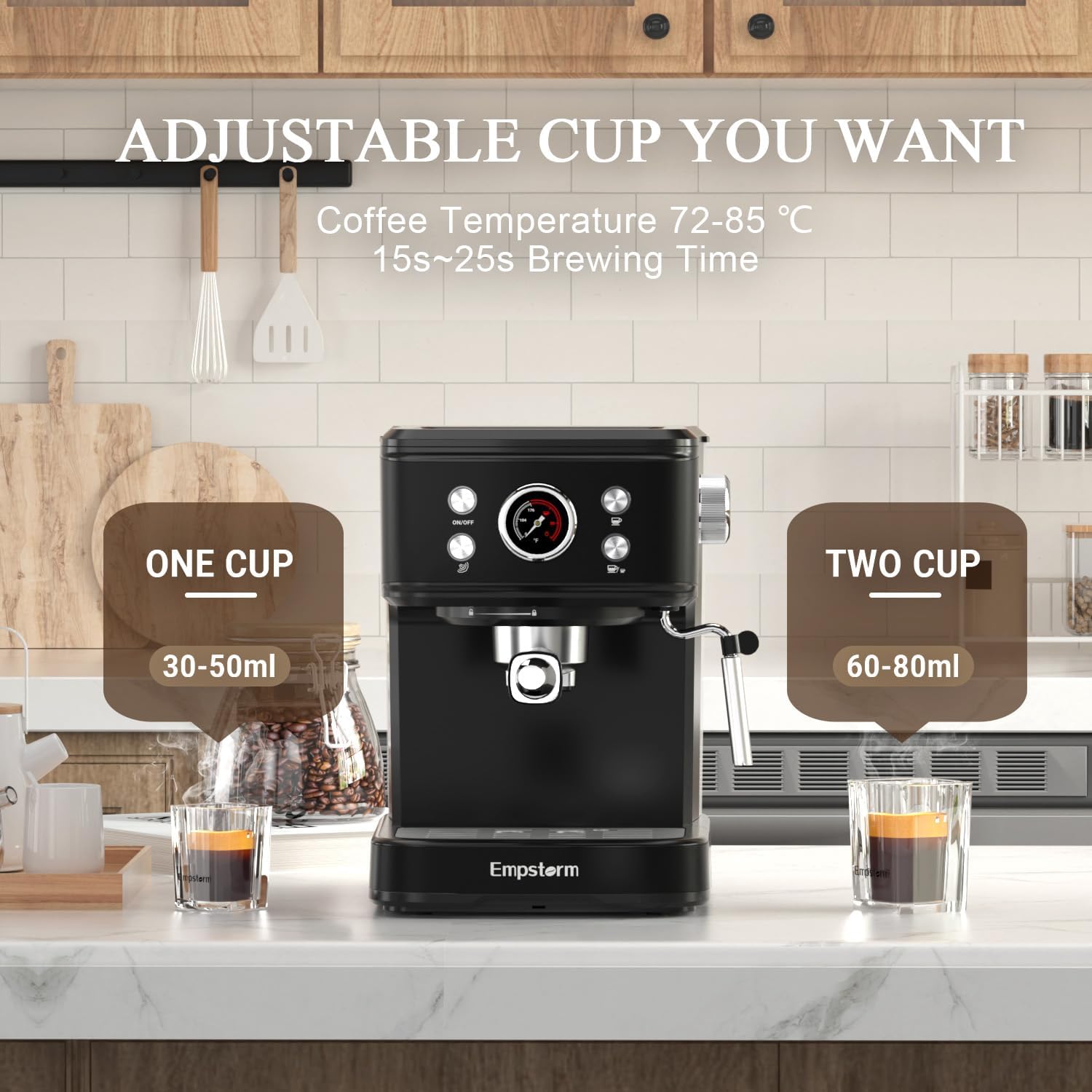 Espresso Machine 20 Bar with Milk Frother, Black V468