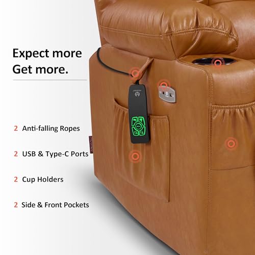 MCombo Dual Motor Power Lift Recliner Chair for Elderly with Heat and Massage, Black E570141