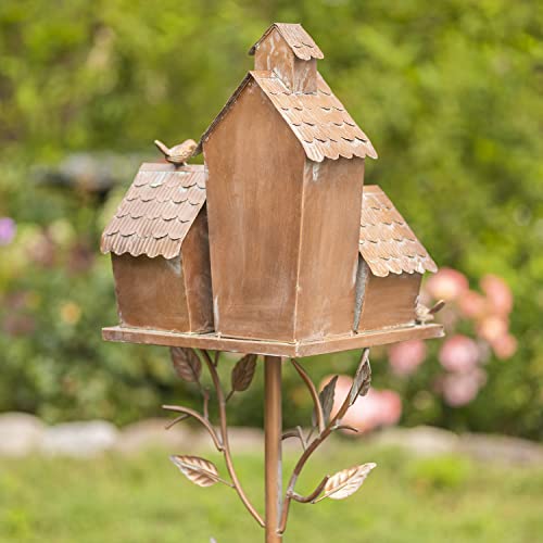 Large Copper Multi-Birdhouse Stakes for 4 Bird Families A740