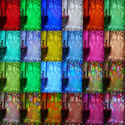 Dazzle Bright 300 LED Curtain Lights, Warm White, Plug in for Bedroom & Outdoor Decor X62406