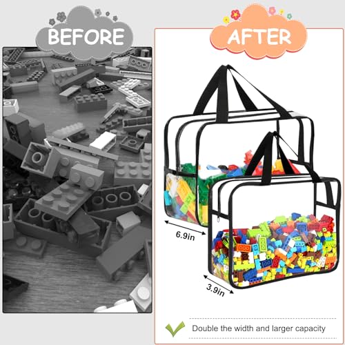 6 Packs Large Toy Storage Bags with Labels, Clear PVC Organizer with Zipper W66156