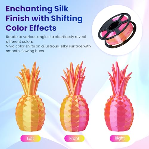 FLASHFORGE Silk PLA 3D Printer Filament 1.75mm 1KG, Multicolored Gradient V83097