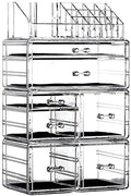 Large Clear Makeup Organizer Skin Care Cosmetic Display Cases Stackable Storage Box Make up Container Cube With 8 Drawers,Set of 3 By Cq acrylic