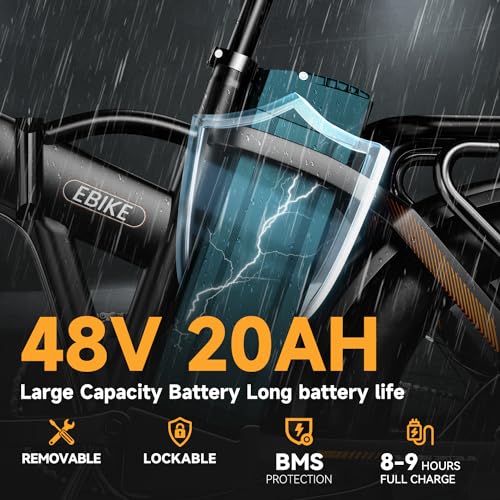 1000W Folding Electric Bike 48V 20AH Removable Battery 20" Fat Tire for Adults S359635
