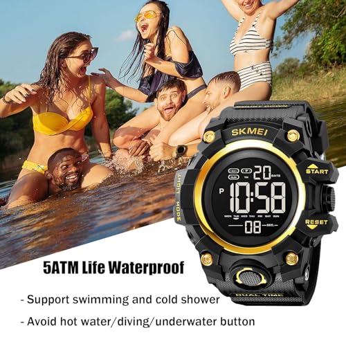 Gosasa Men's Large Face Digital Sports Watch Waterproof Military Wrist Watch U6228