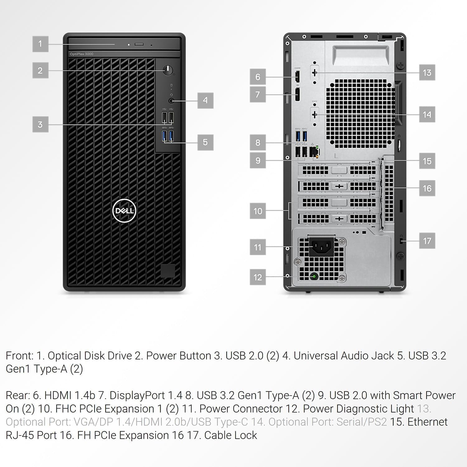Dell Optiplex 3000 Tower Desktop, Intel Core i5-12500, 32GB RAM, 512GB SSD + 1TB HDD, Windows 11 Pro D262