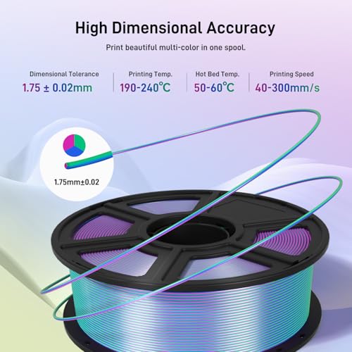 FLASHFORGE Silk PLA 3D Printer Filament 1.75mm 1KG, Multicolored Gradient V83097