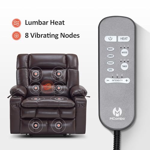 MCombo Dual Motor Power Lift Recliner Chair for Elderly with Heat and Massage, Black E570141