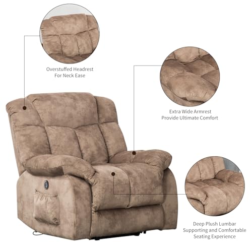 CANMOV Dual Motor Power Lift Recliner Chair for Elderly, Extra-Wide Seat, Heated Massage, Grey Fabric C219