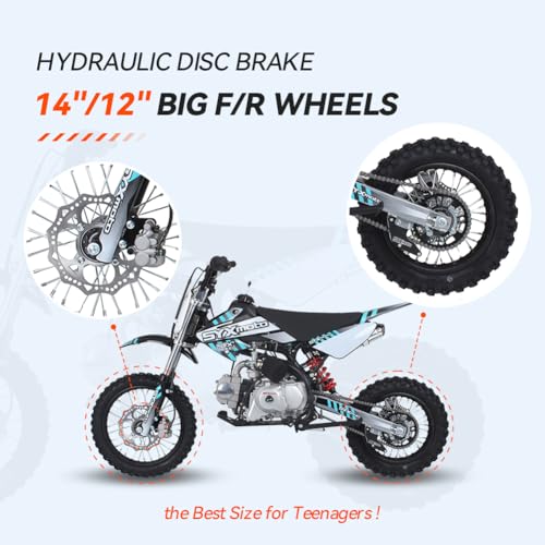 SYX MOTO 125cc Dirt Bike for Adults and Youth, 4-Speed Manual Clutch I76186