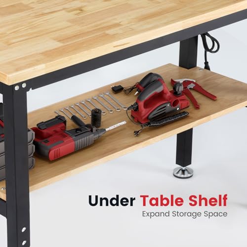 48 Inch Adjustable Height Workbench with Storage and Power Outlets R129134