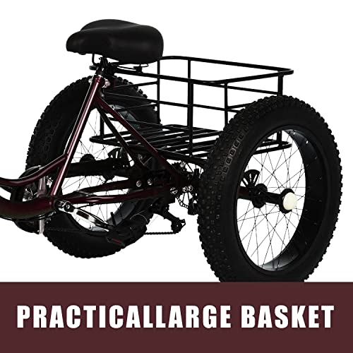 20 Inch Fat Tire Adult Tricycle 7 Speed with Basket L676