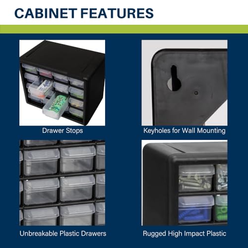 Akro-Mils 24-Drawer Plastic Storage Cabinet, Black I624065