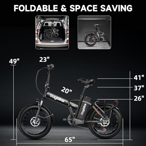 1000W Folding Electric Bike 48V 20AH Removable Battery 20" Fat Tire for Adults S359635