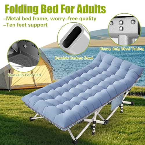 XXL Camping Cot for Adults with Mattress Heavy Duty Folding Bed with Carry Bag H5280