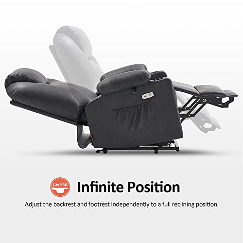 MCombo Dual Motor Power Lift Recliner Chair for Elderly with Heat and Massage, Faux Leather, Black R7957