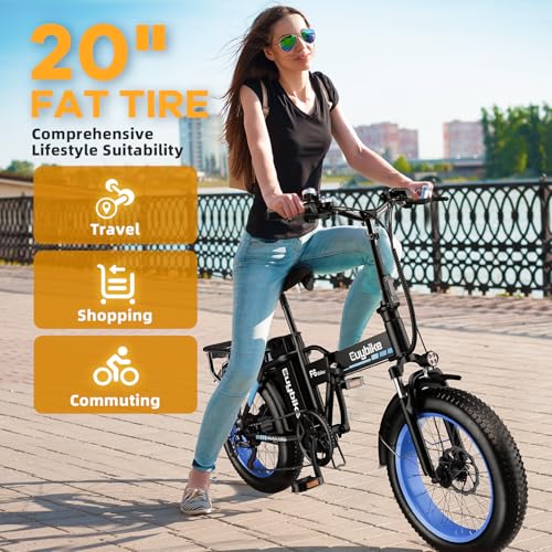 1000W Folding Electric Bike 48V 20AH Removable Battery 20" Fat Tire for Adults S359635