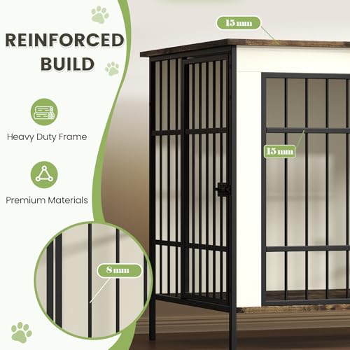 Erinnyees 79" Double Dog Crate Furniture with Divider, Beige J694150