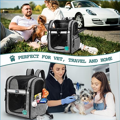 PetAmi Dog Backpack Carrier for Small Large Cat, Pet, Puppies, Ventilated Pet Hiking Backpack Travel Bag, Airline Approved Cat Backpack Carrier, Safety Back Support, Camping Biking, Max 18 lbs, Black W933