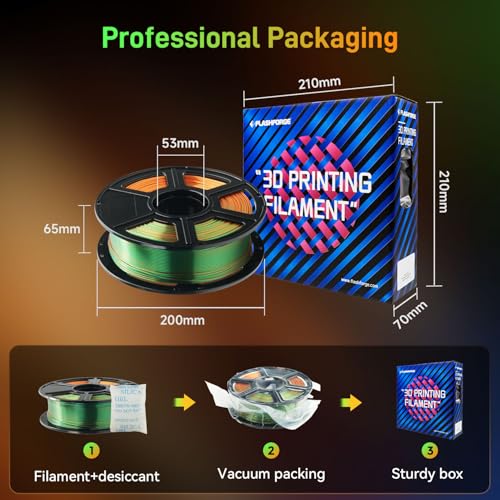 FLASHFORGE Silk PLA 3D Printer Filament 1.75mm 1KG, Multicolored Gradient V83097