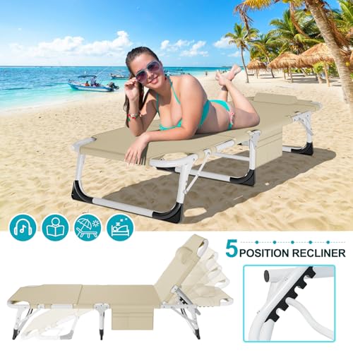 ABORON Folding Camping Cot with Mat for Adults, Heavy Duty Outdoor Bed with Carry Bag C211720
