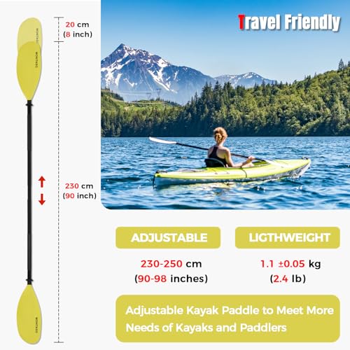 Kayak Paddles with Alloy Shaft and PP Blade, Adjustable 230-250 cm E1062