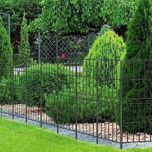 OUSHENG Decorative Garden Fence 10 Pack, 37.5in x 10ft Rustproof Metal Wire Panel S94845