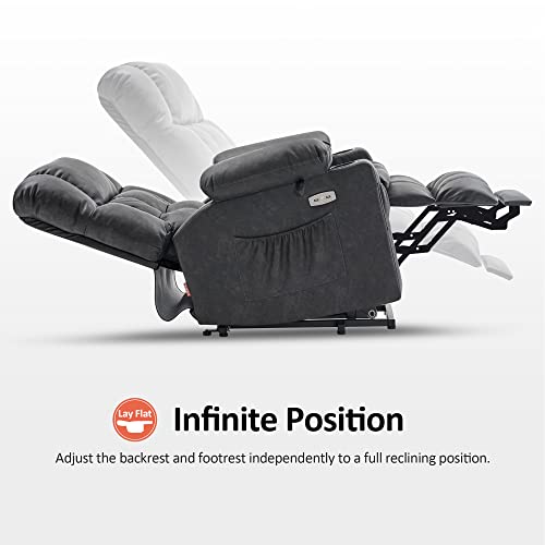 MCombo Dual Motor Power Lift Recliner Chair for Elderly with Heat and Massage, Black E570141