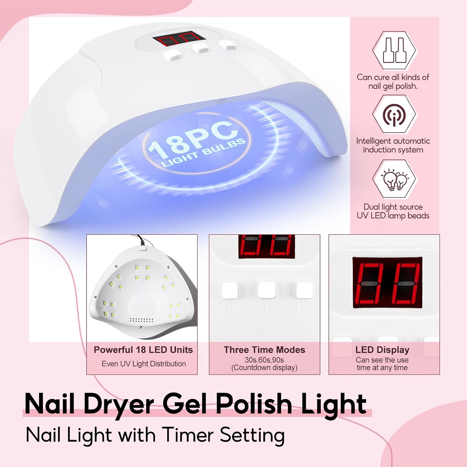 Acrylic Nail Kit with Drill and UV Light for Beginners G62524