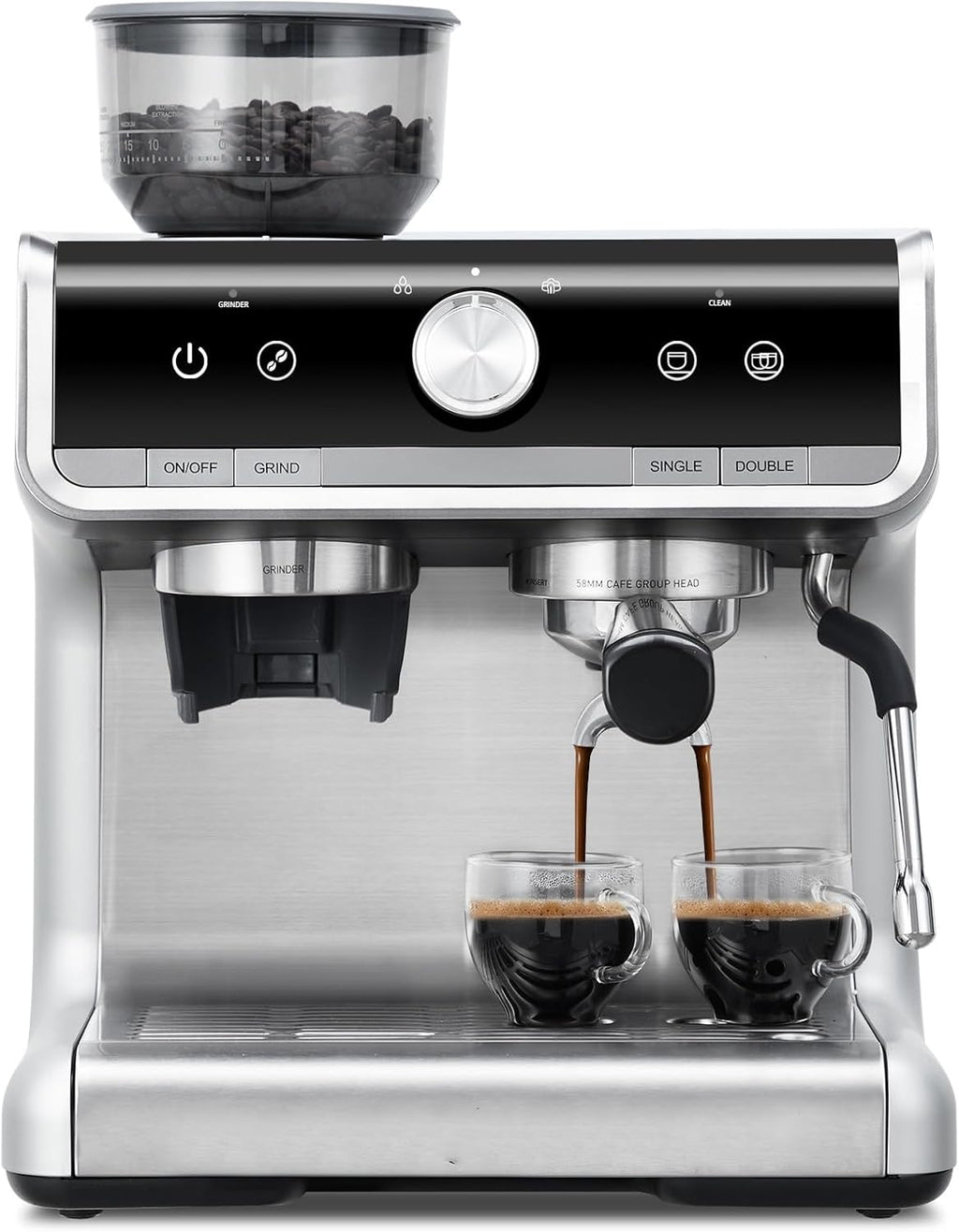 Espresso Machine with 20 Bar - Espresso Machines Brushed Stainless Steel, Professional Espresso Maker with Milk Frother Steam Wand, 2.8L Tank, for Cappuccino, Macchiato ,Latte, Gift for Dad or Mom