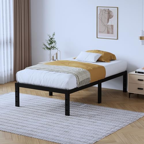 Full Metal Bed Frame 14 Inch Tall Heavy Duty Black Steel Slats Platform J736200