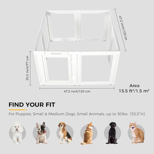 Clear Acrylic Dog Playpen for Small & Medium Pets, 30.3" Height, 10 Panels E1222