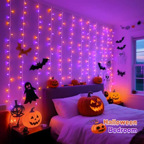 JMEXSUSS 200 LED Christmas Curtain Lights, Warm White, Battery & USB Powered W573