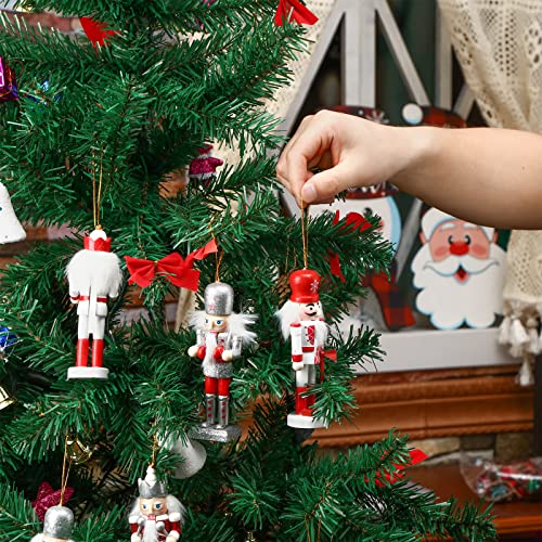 Jetec 10 Pcs Christmas Nutcracker Wooden Hanging Ornaments 5 Inch U816355