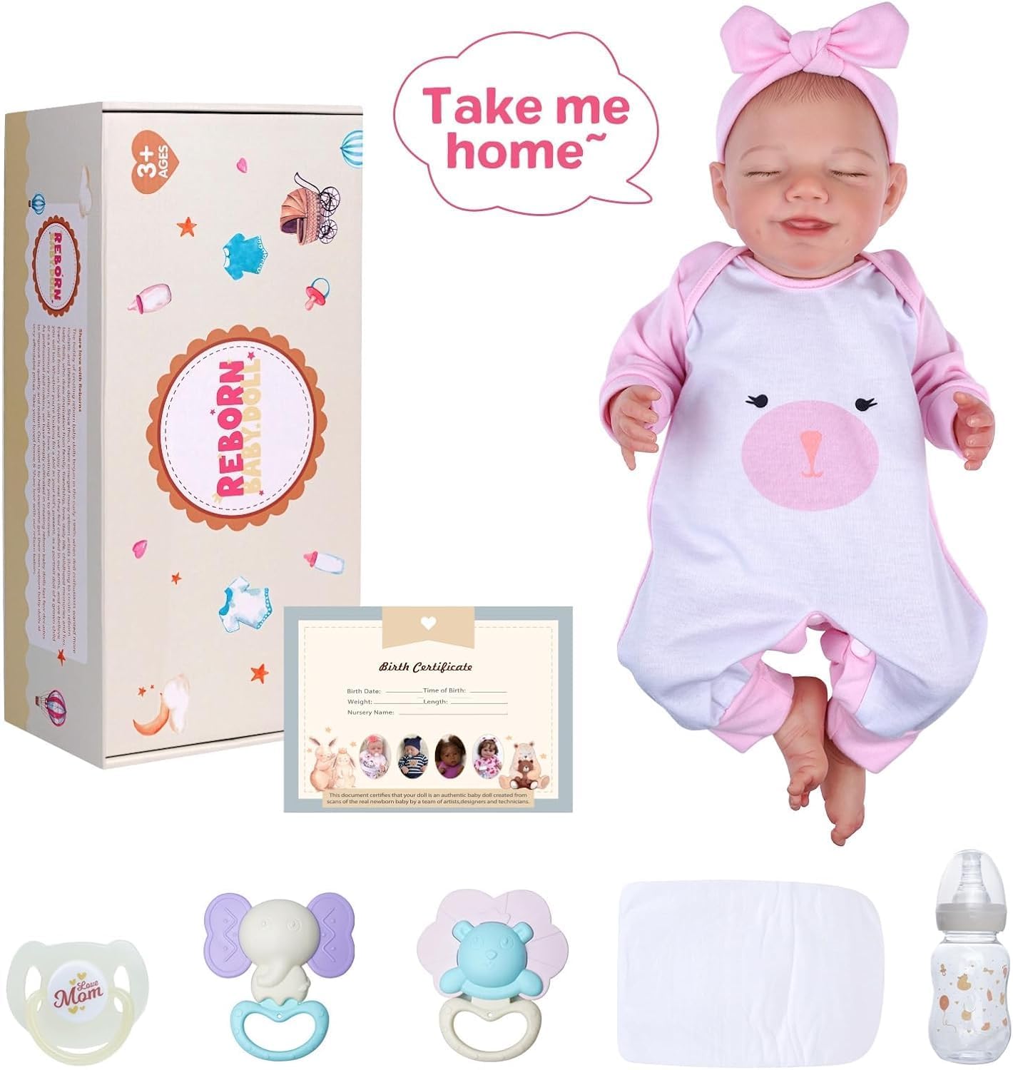 BABESIDE Realistic 20 Inch Soft Body Newborn Baby Doll with Clothes and Accessories R63664