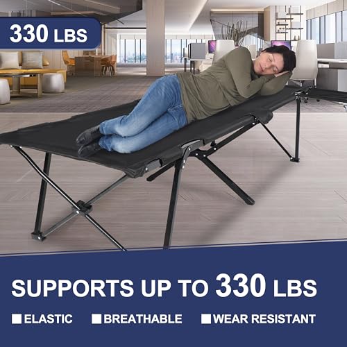 YSSOA Folding Camping Cot with Storage Bag for Adults, Portable Sleeping Bed D13053