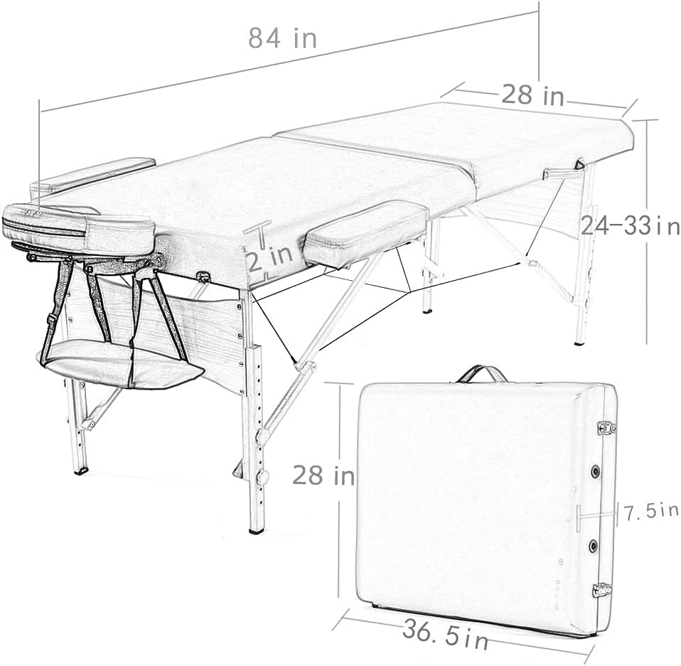 BestMassage Portable Massage Table 28 inch Folding Spa Bed with Bag X618857