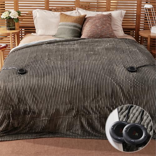 Heated Blanket Full Size 72"x84",ETL Certification- 6 Heating Levels Electric Blanket&1-10 Hour Auto Off,Heating Blanket with Dual Controller(Beige)
