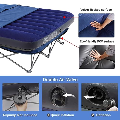 KAMPKEEPER Folding Camping Cot with Inflatable Air Mattress and Carry Bag M949